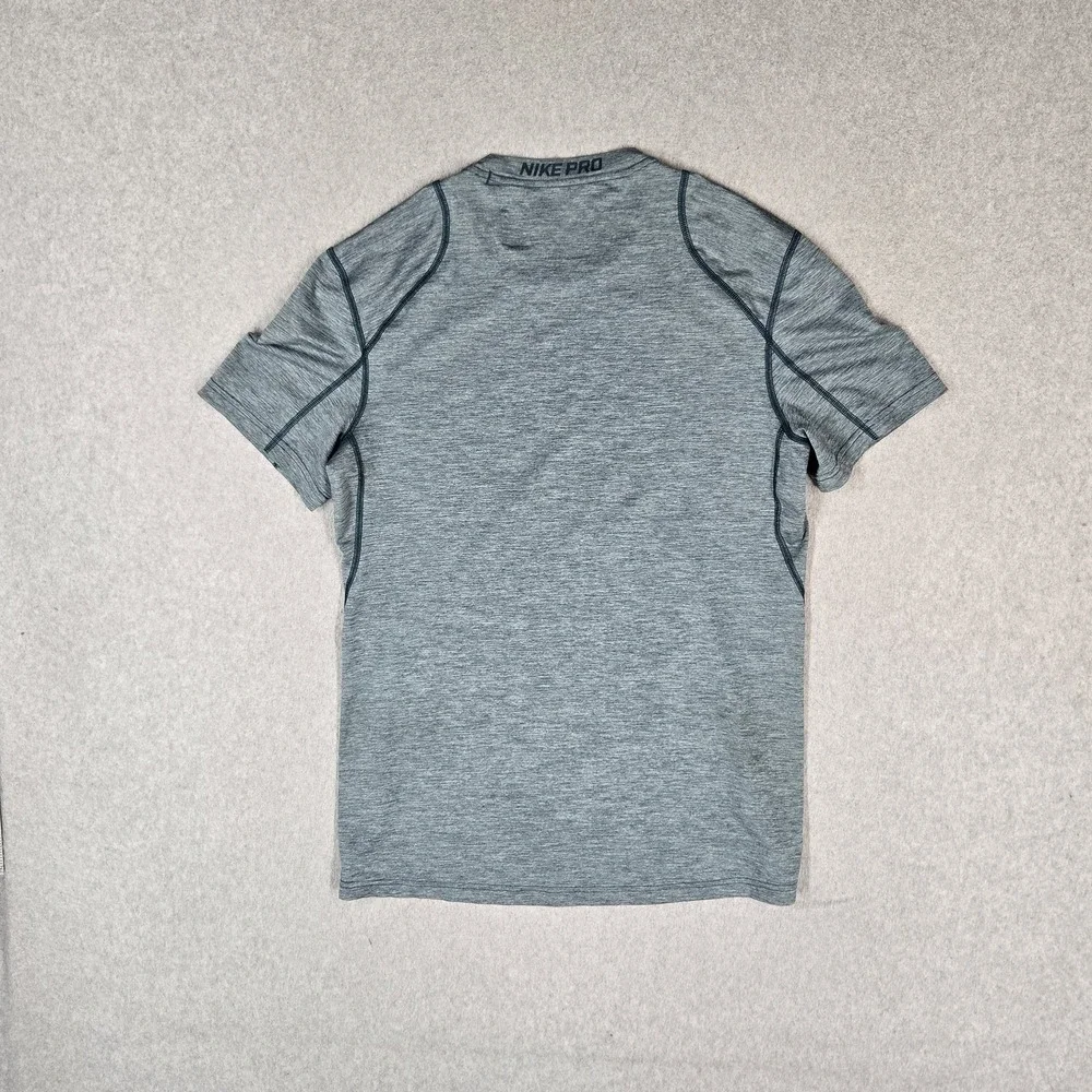 Nike Men Shirt M Gray Activewear Top Dri-Fit Nike Pro Fitted Logo Slim Stretch